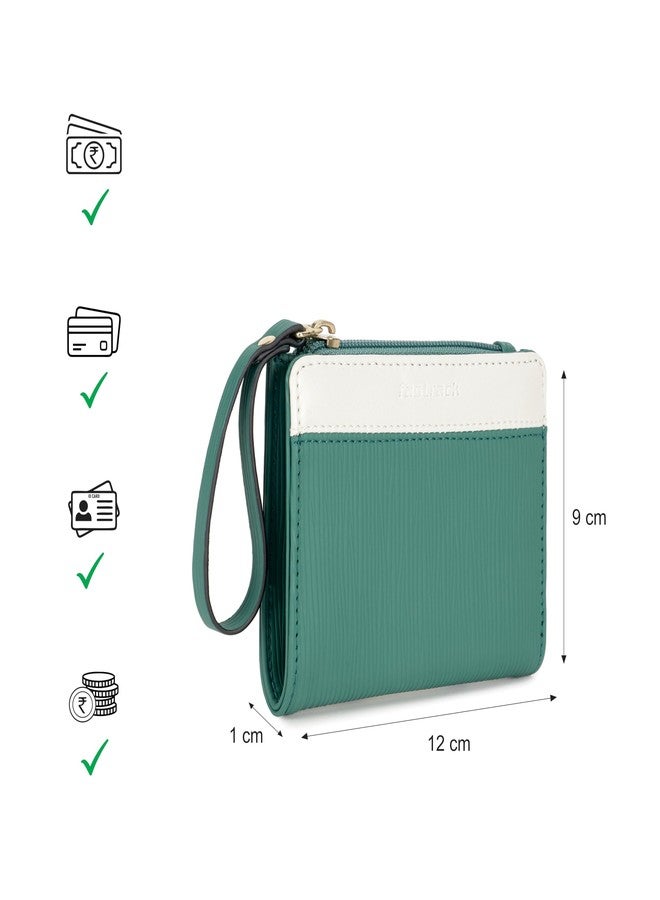 fastrack MiniClick Olive Women’s Wallet | Faux-Leather Bi-Fold with Card Slots, Zipper Pocket & Snap Button | Handy Strap - Image 5